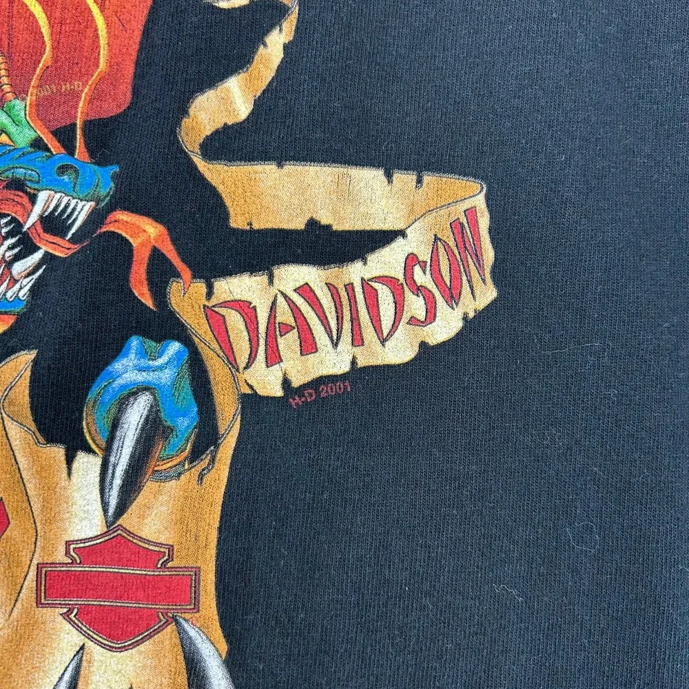 Vintage Harley Davidson Graphic Tee Mens XL Sleeveless Dragon Ohio Shirt Black